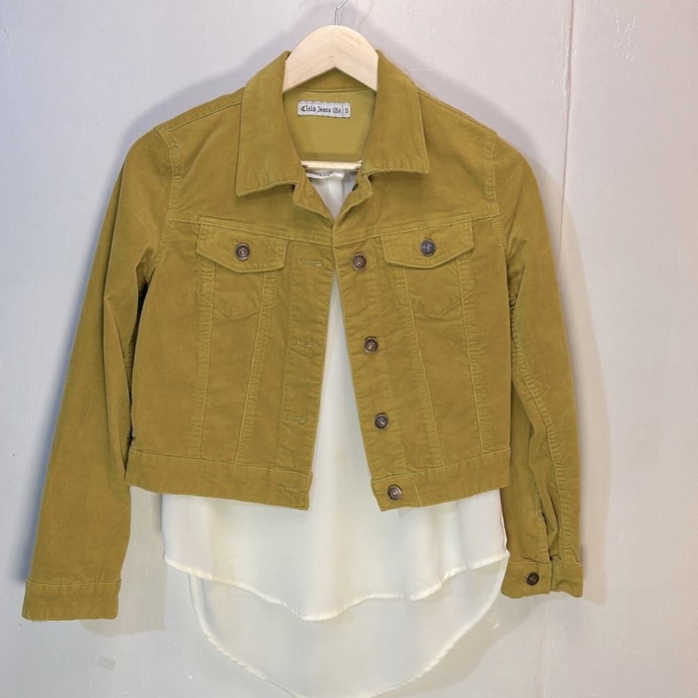 Cielo Jeans USA Mustard Corduroy Cropped Jean Style Stretchy Jacket-S-#0054